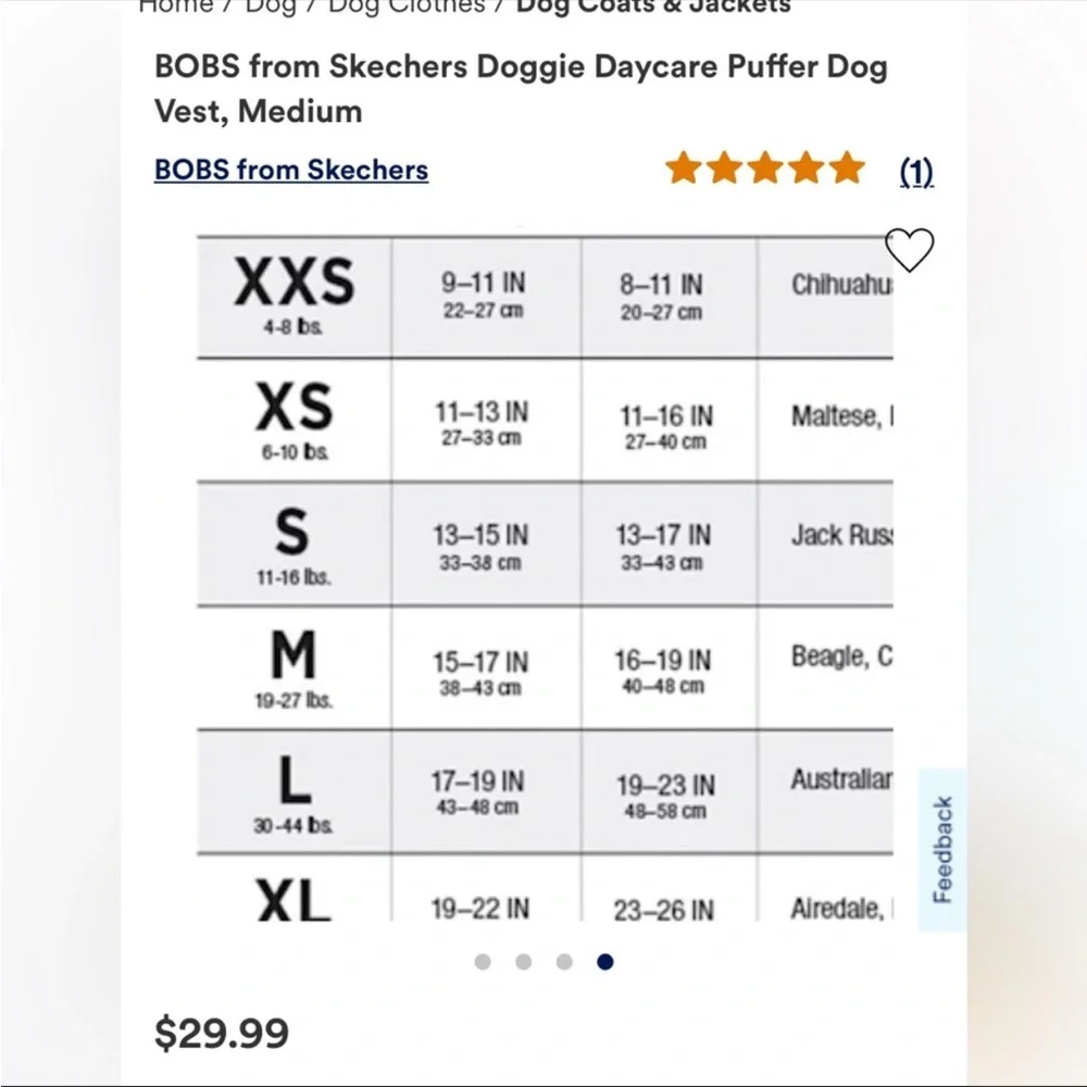 NWOT BOBS from Skechers Doggie Daycare Puffer Dog Vest Reversible Pet Vest XS
